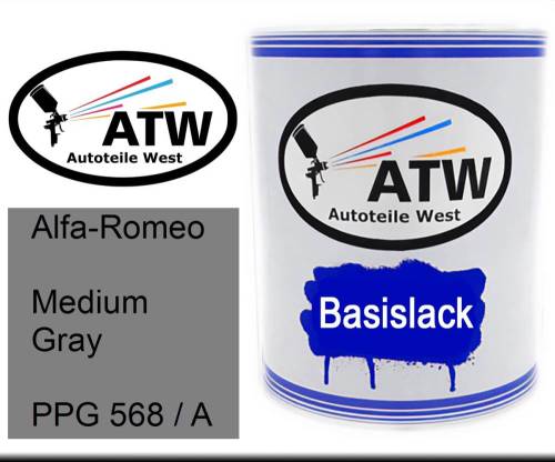 Alfa-Romeo, Medium Gray, PPG 568 / A: 1L Lackdose, von ATW Autoteile West.